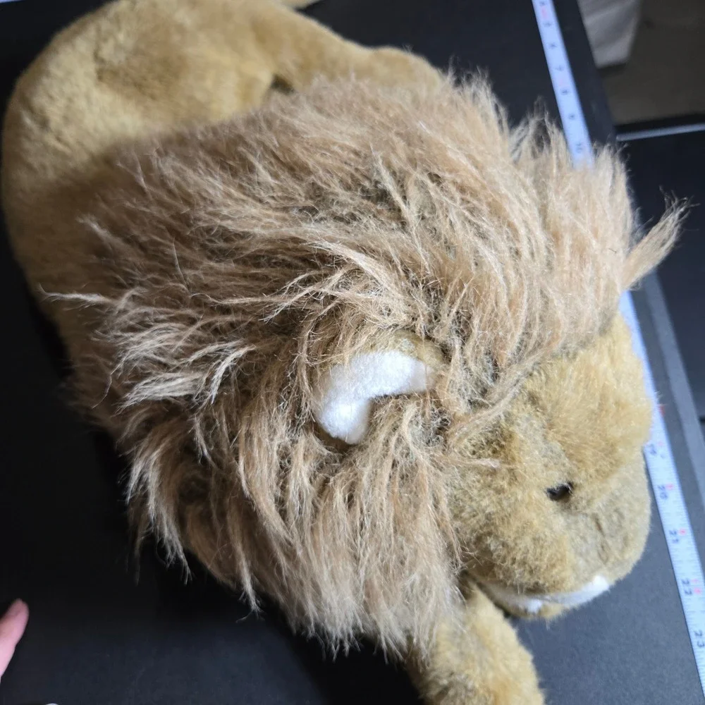 Large Realistic Lion Plush Stuffed Animal Shaggy Mane Lying Pose 20